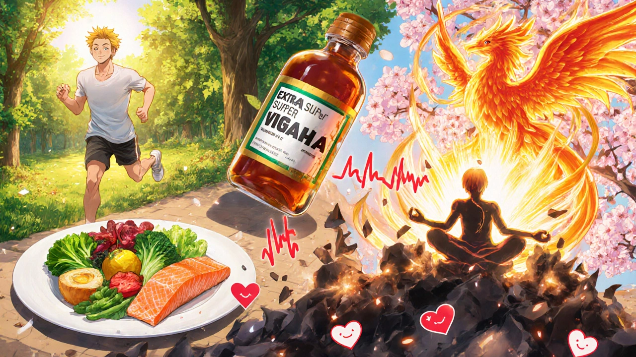 Mode de vie sain : course, alimentation équilibrée et méditation remplacent les pilules illégales.