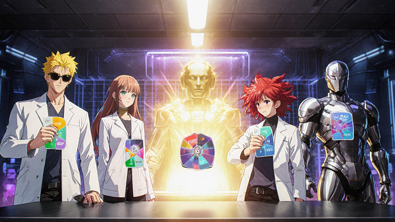 Quatre personnages représentant les antibiotiques Doxycycline, Amoxicilline, Clarithromycine et Lévofloxacine autour d&#039;Azee DT.