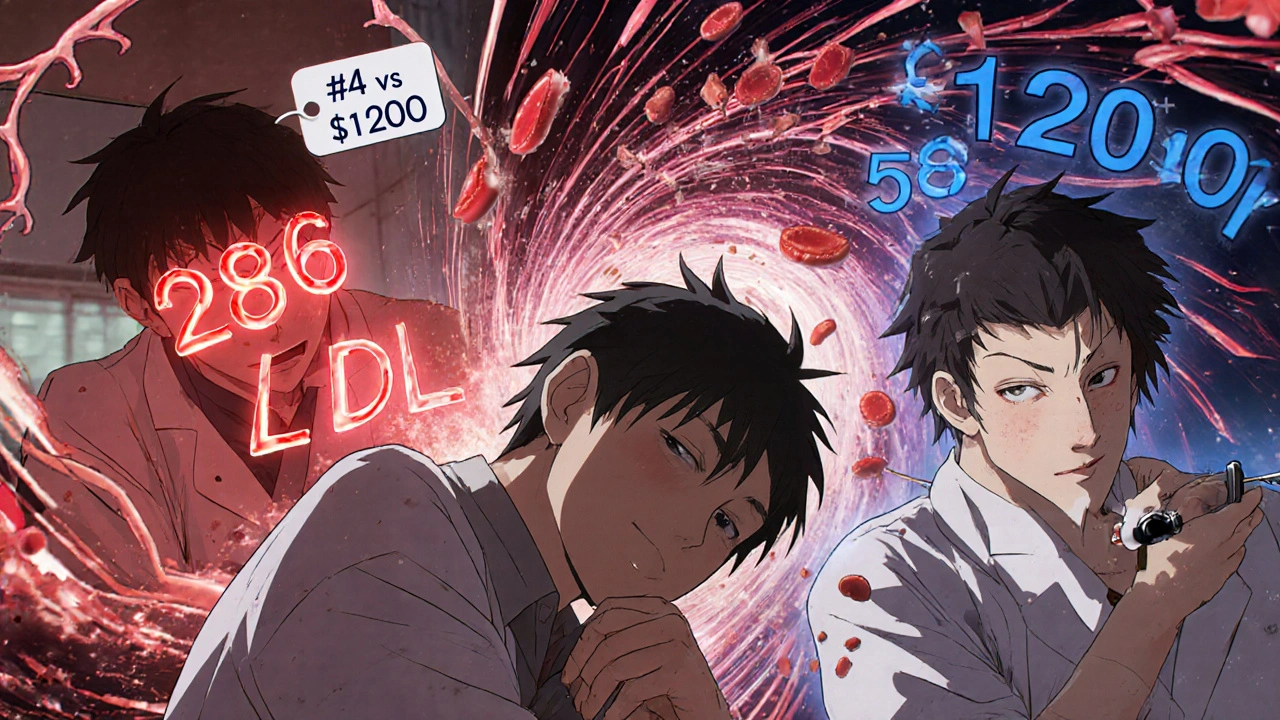 Séquence d&#039;un patient atteint d&#039;hypercholestérolémie familiale passant d&#039;un LDL élevé à un niveau normal grâce à un inhibiteur PCSK9.