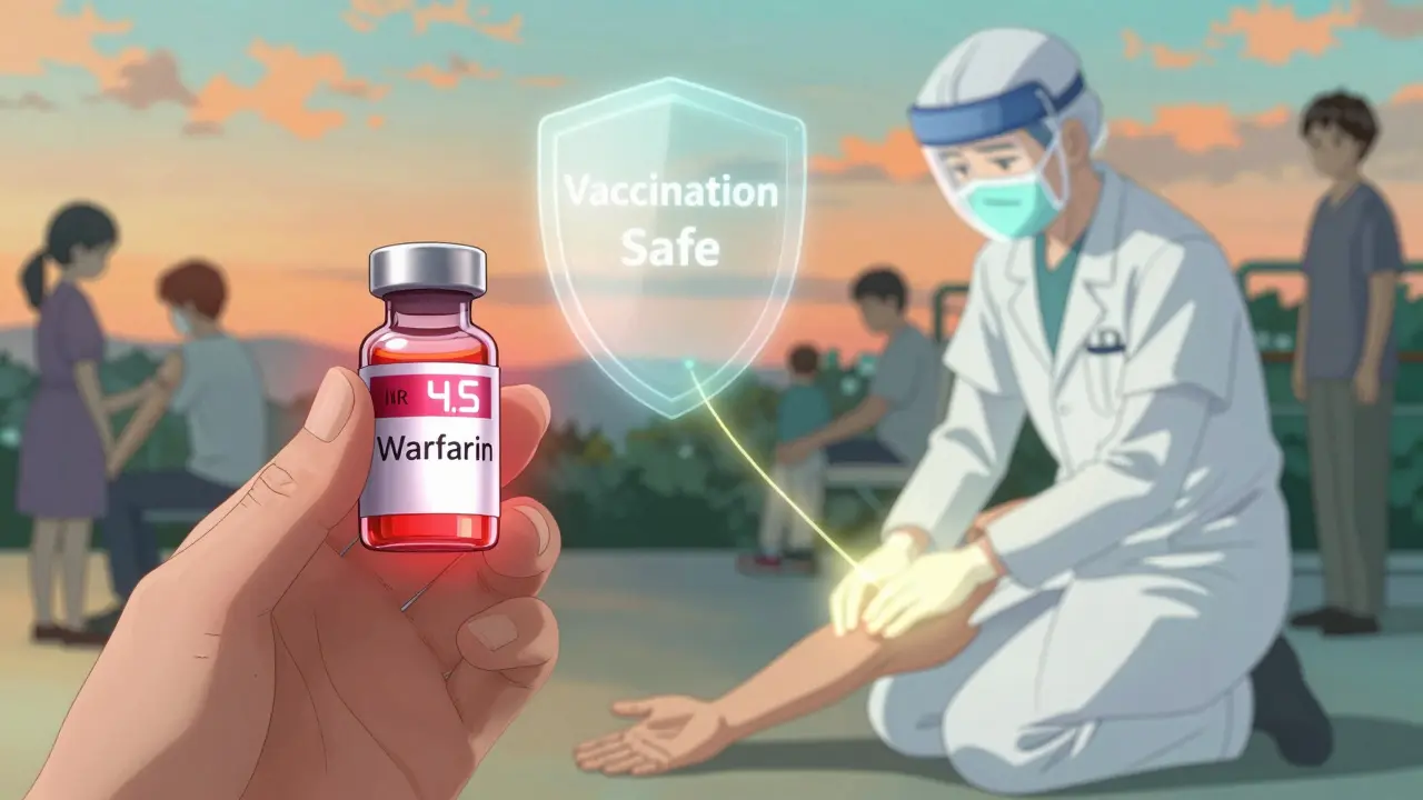 Patient sous Warfarin avec INR élevé, pression prolongée appliquée pour prévenir les saignements.