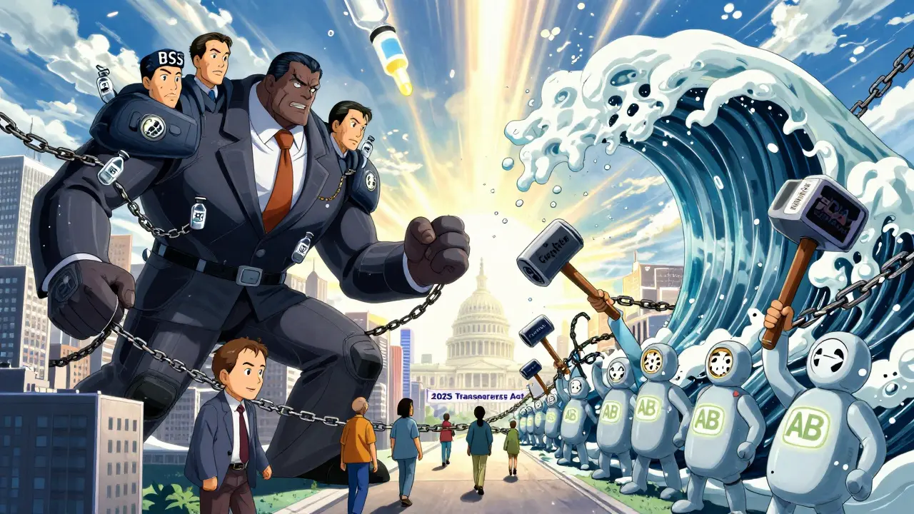 Bataille symbolique entre un oligopole et des fabricants de génériques pour l'accès aux médicaments abordables.