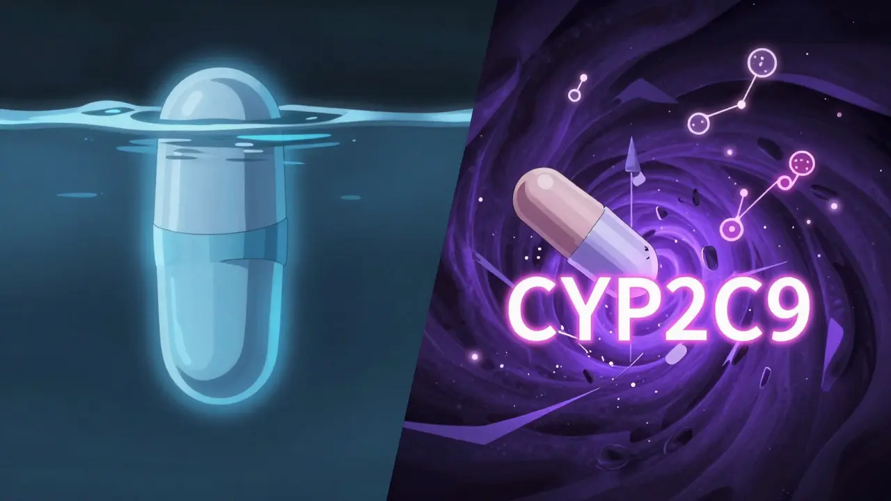 Composé fluconazole dissous en toute sécurité, tandis qu'une interaction métabolique menace un anticoagulant.