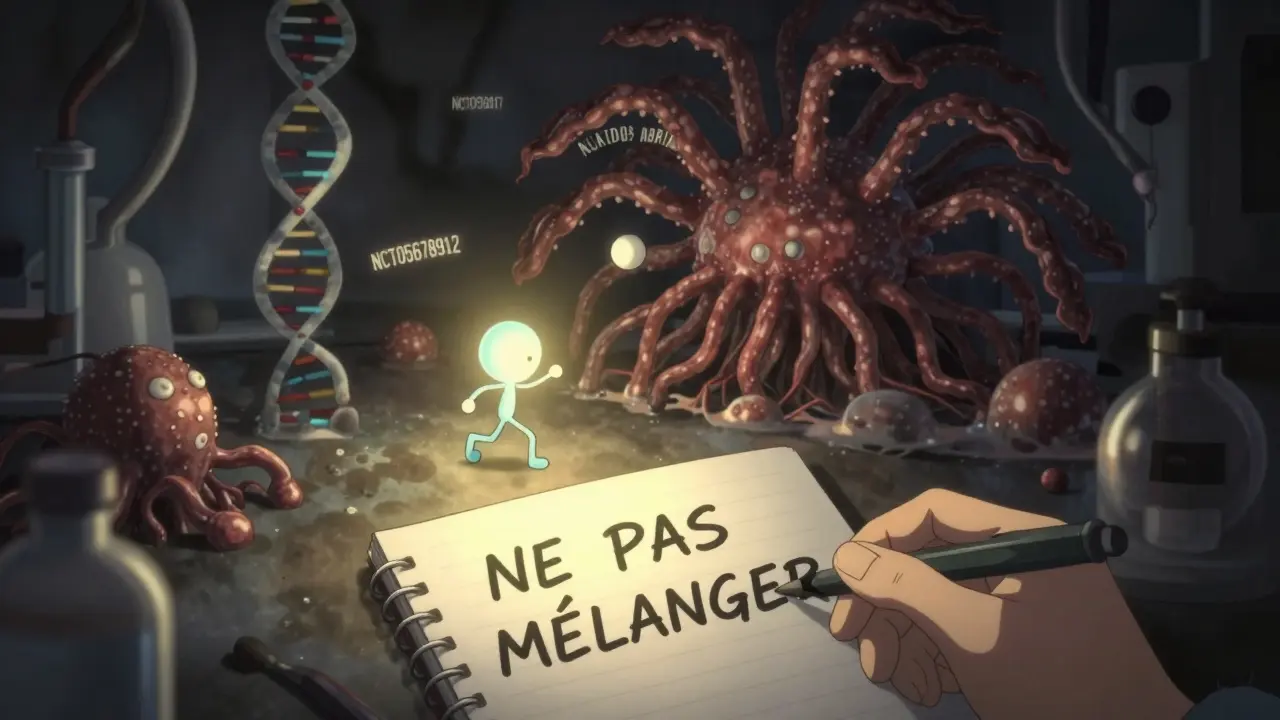 Molécules de statine et d'antifongique unies pour combattre un champignon résistant, dans un laboratoire symbolique.