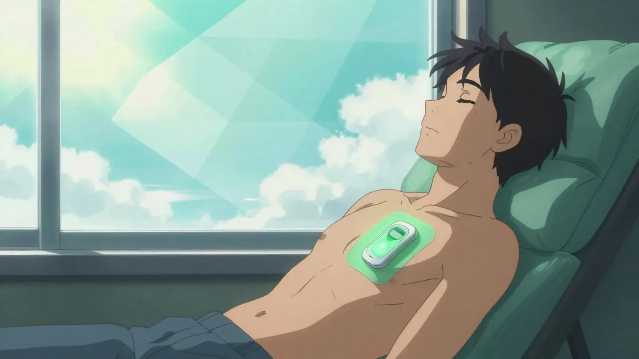 Patch médical lumineux apportant calme et liberté au patient.