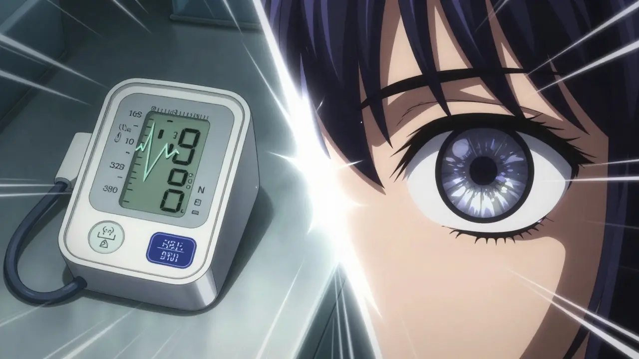 Composition dynamique montrant un moniteur de rythme cardiaque et un œil concentré.