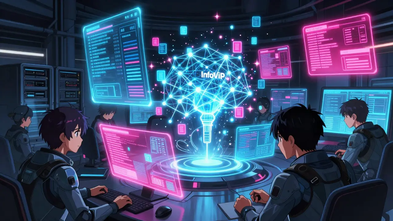 Interface futuriste d'IA analysant les signaux de sécurité des médicaments