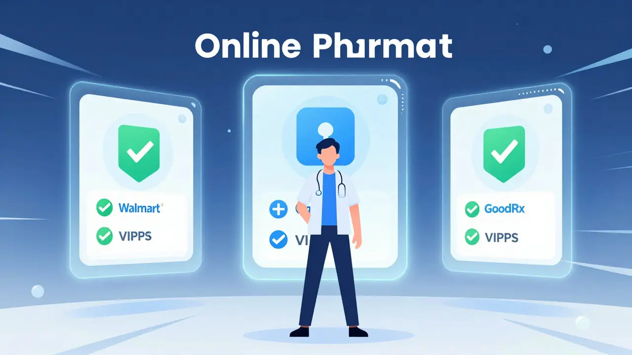 Interface futuriste montrant la comparaison des prix en ligne pour les médicaments
