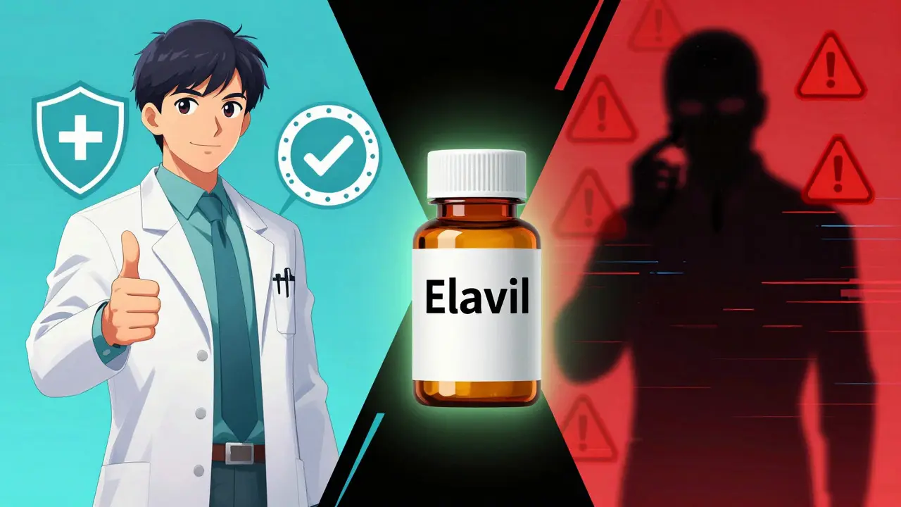 Illustration animée comparant pharmacies sûres et frauduleuses
