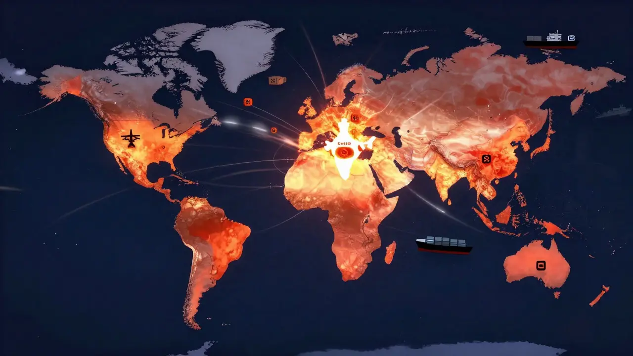 Carte dynamique de l'Asie-Pacifique montrant les chaînes d'approvisionnement mondiales