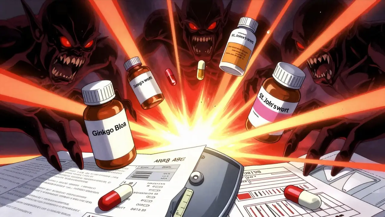 Illustration manga dramatique montrant les compléments alimentaires comme des monstres attaquant un bouclier médical